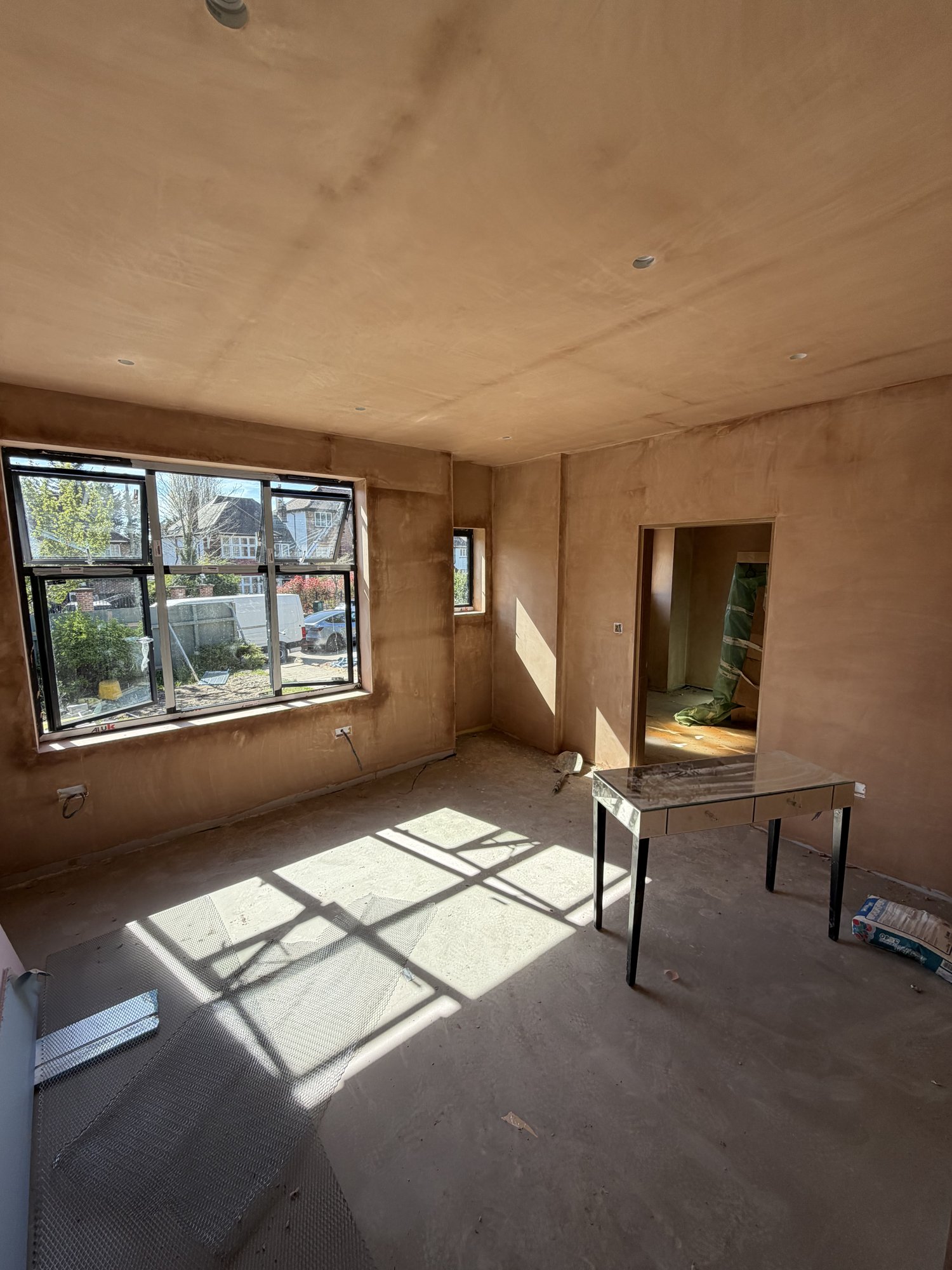 Freshly plastered room